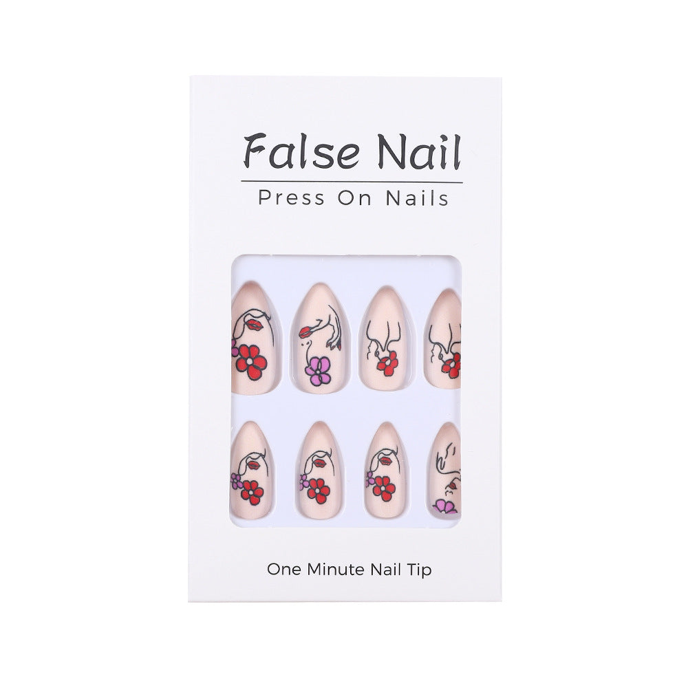 Handmade art nails with floral patterns Bowlift