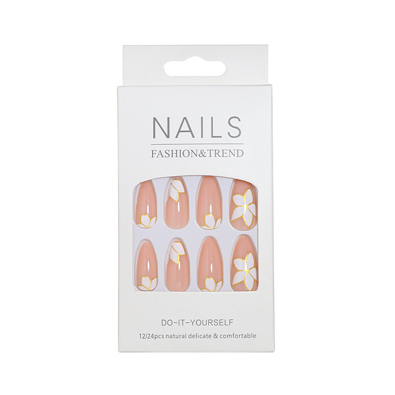 Elegant Floral-accented Press-On Nail Set Bowlift