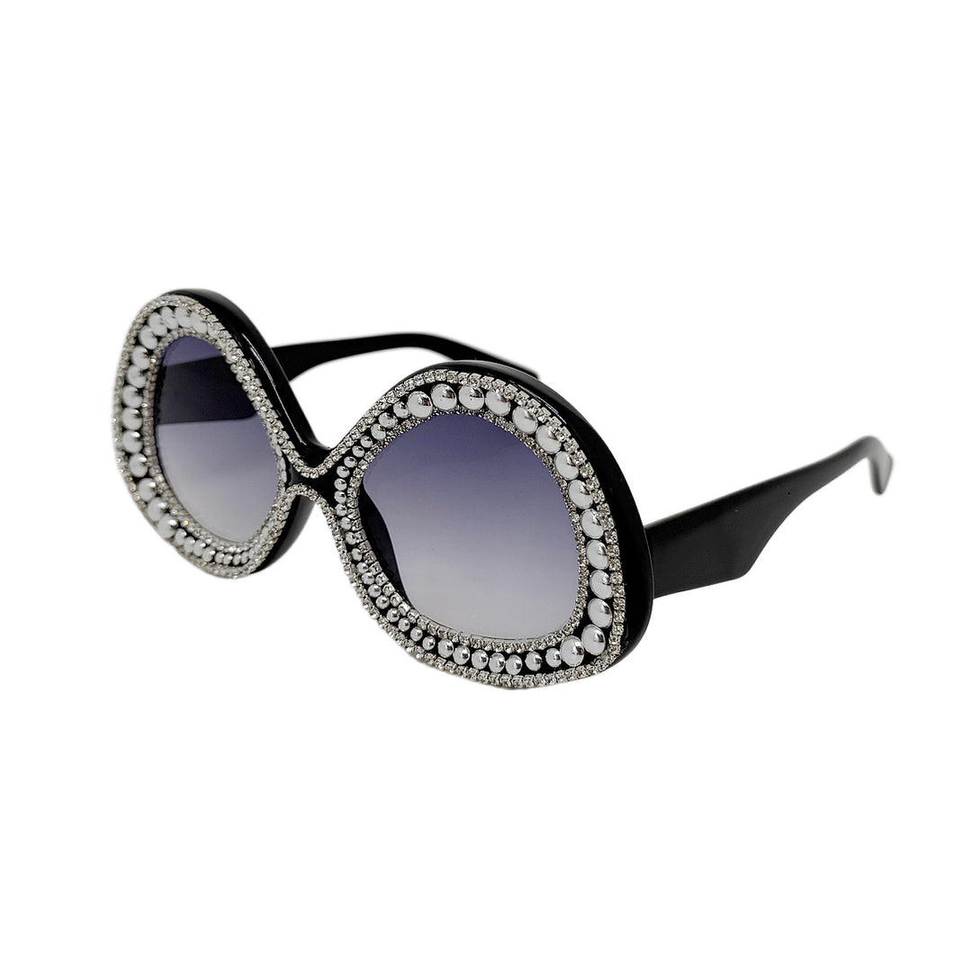 Ladies Glamorous Statement Sunglasses with Sparkling Crystal Frame Bowlift