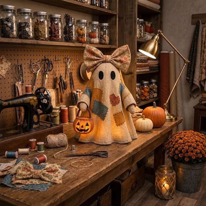 Decorative Ghost Figure with Bow Bowlift