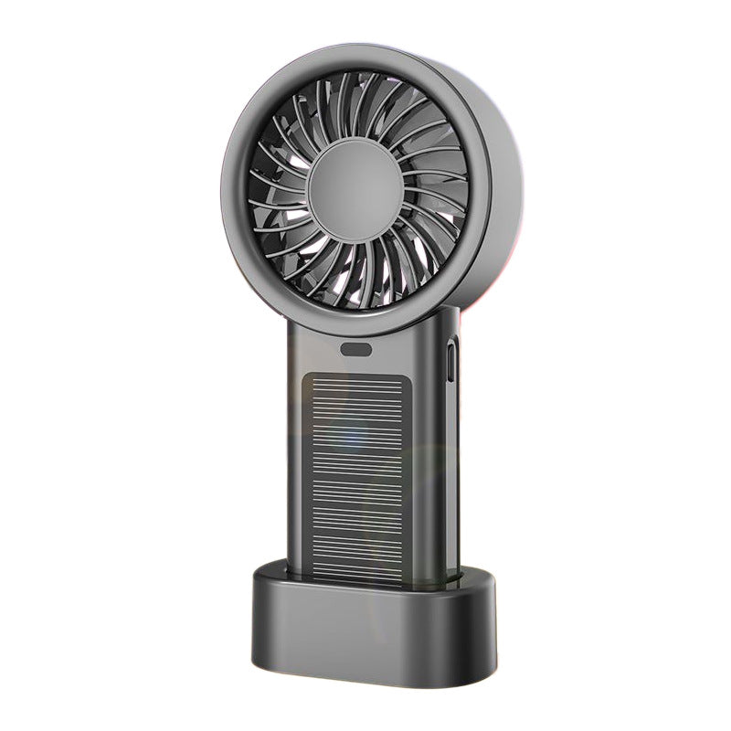 Unisex portable hand fan with solar panel, USB charging function and rechargeable battery Bowlift
