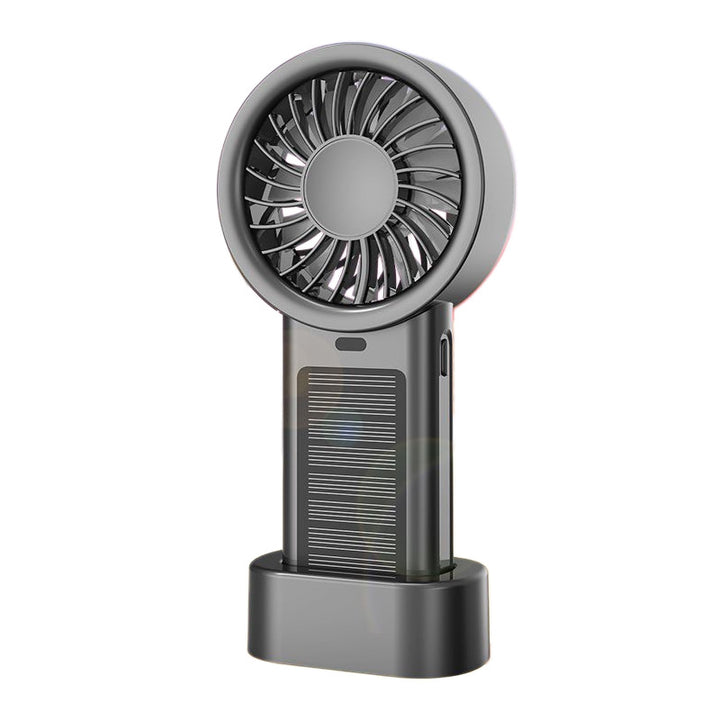 Unisex portable hand fan with solar panel, USB charging function and rechargeable battery Bowlift