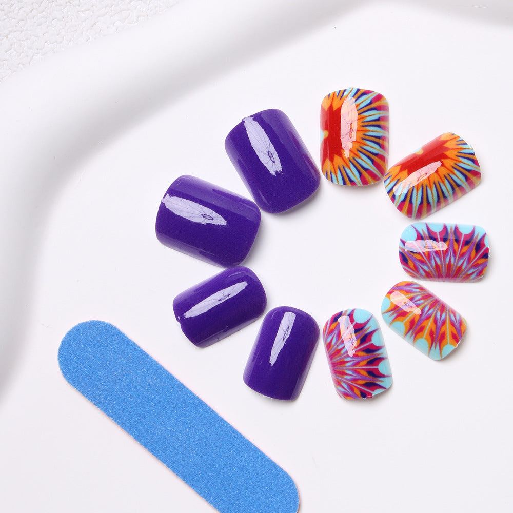 Artistic Tie-Dye Press-On Nails Bowlift