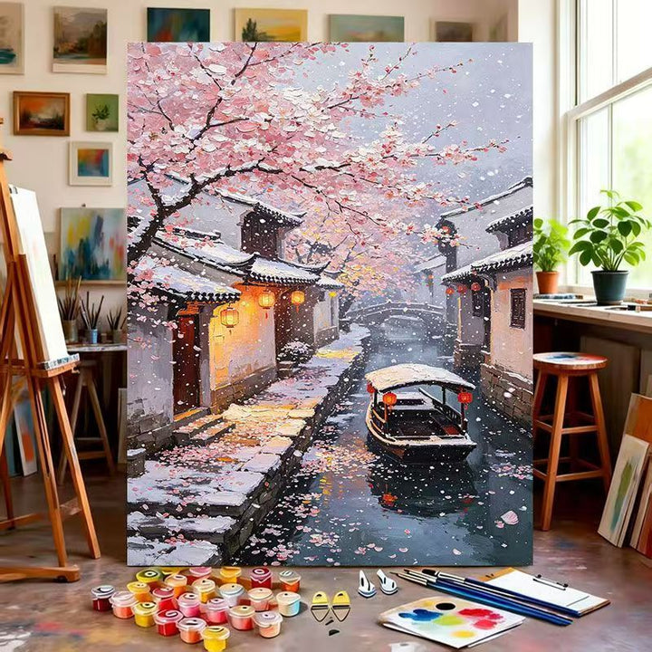 Scenic Cherry Blossom Paint by Numbers Art Kit Bowlift