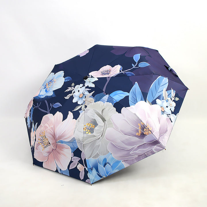 Ladies folding umbrella with artistic flower pattern Bowlift