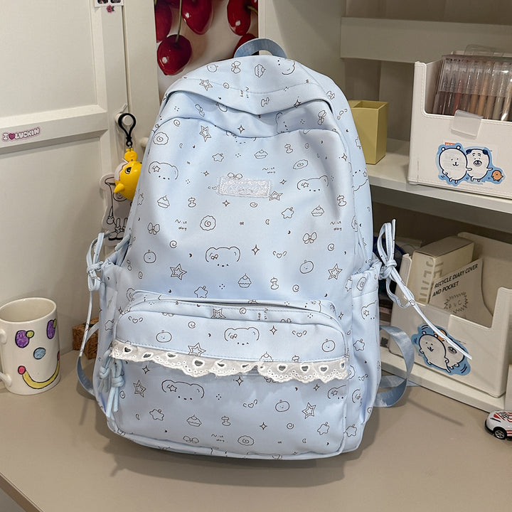 Playful Cartoon Patterned School Backpack Bowlift