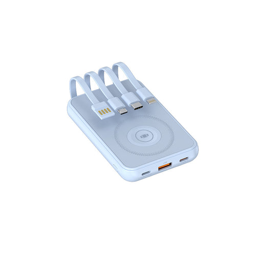 Portable charger with multidimensional charging cable system and wireless charging function Bowlift
