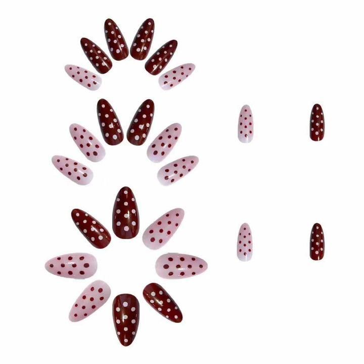 Artifical nail set with playful polka dot design and elegant accents Bowlift