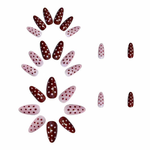 Artifical nail set with playful polka dot design and elegant accents Bowlift