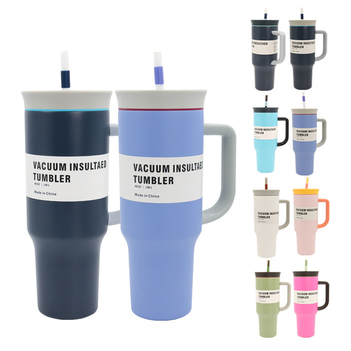 Women's Vacuum-Insulated Drinking Cup with Handle and Straw Bowlift