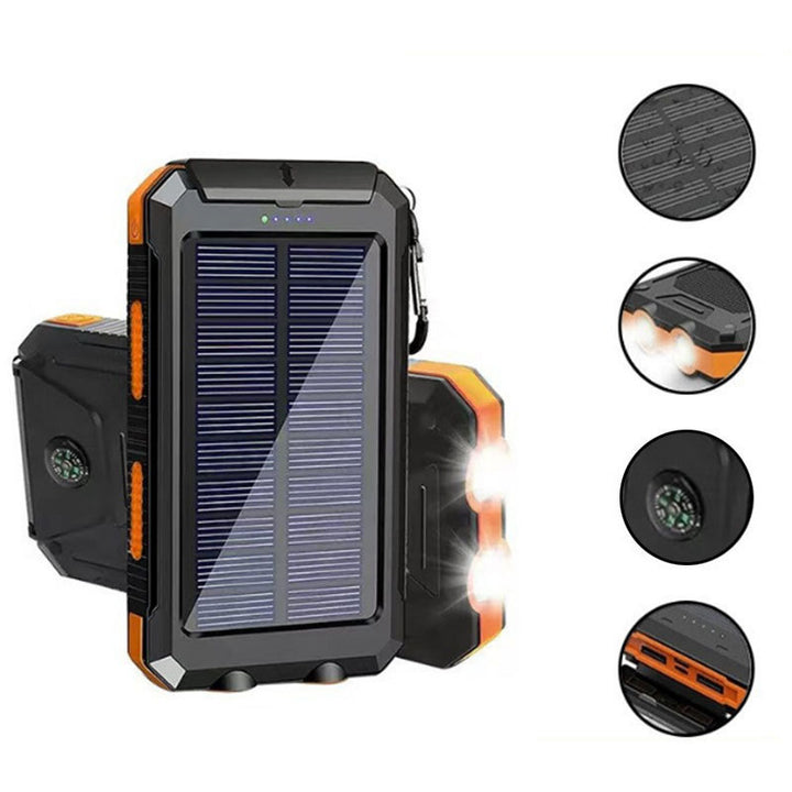 Solar-powered power bank with LED lighting and integrated compass Bowlift