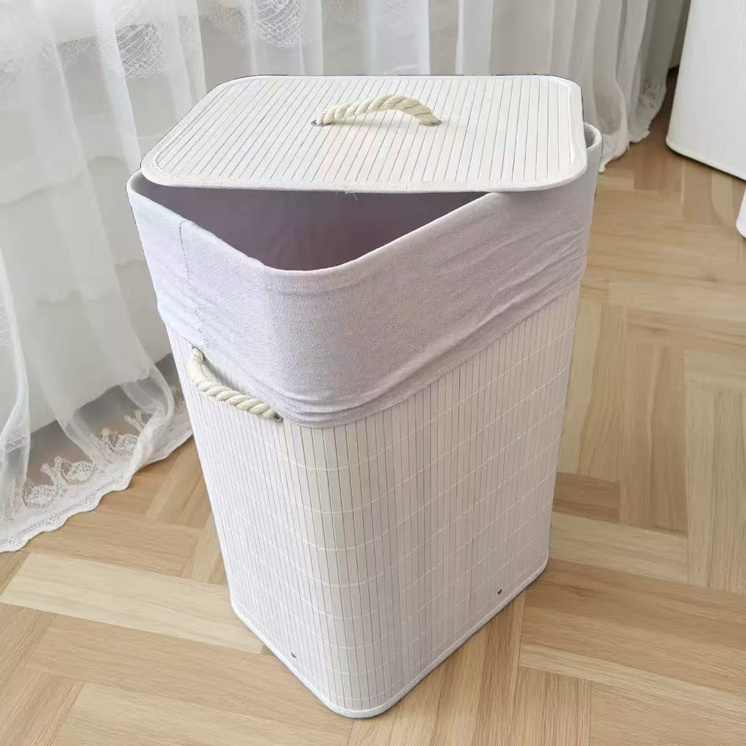 High-quality bamboo laundry container with lid Bowlift