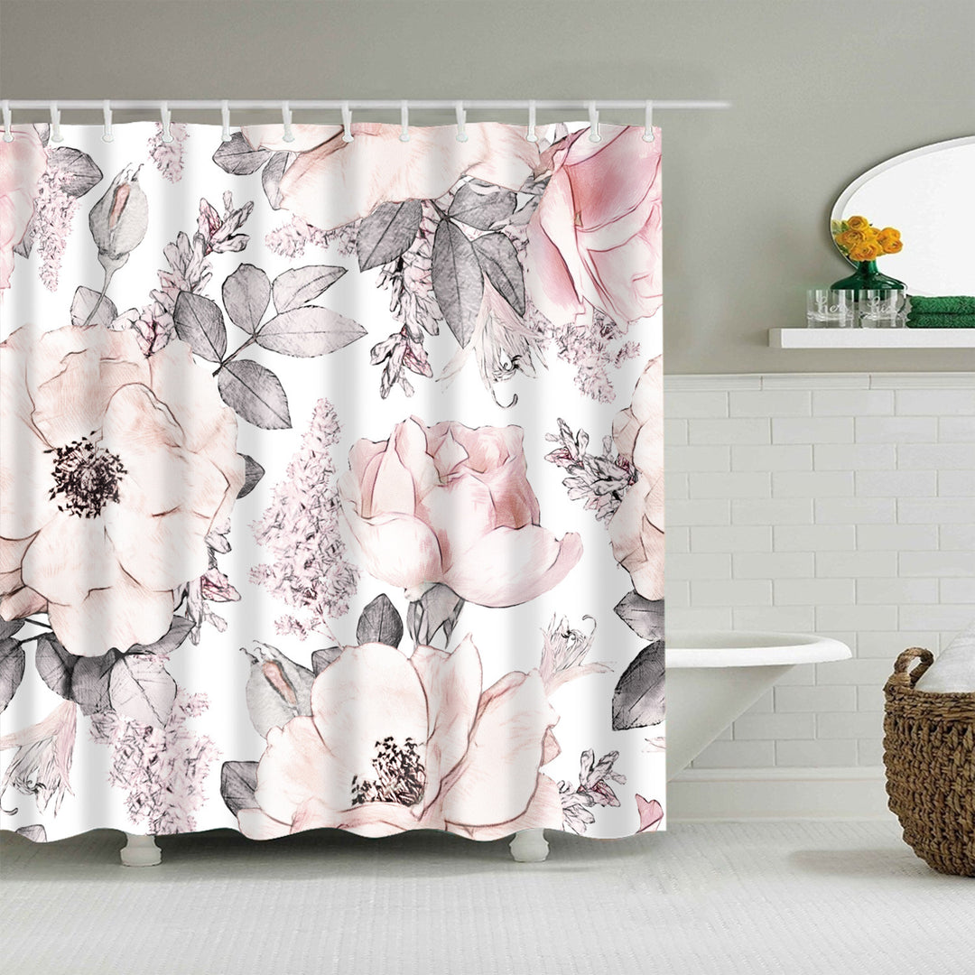 Floral Patterned Bathroom Shower Curtain Bowlift