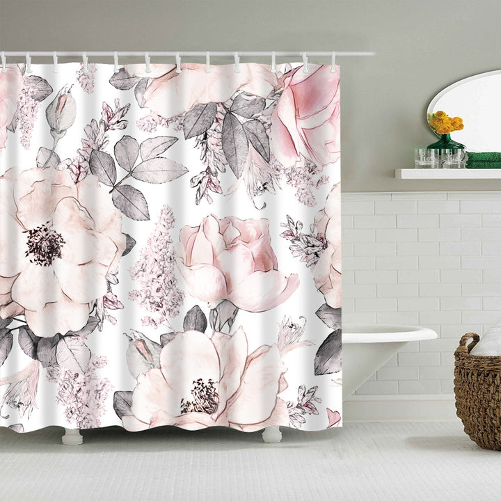Floral Patterned Bathroom Shower Curtain Bowlift