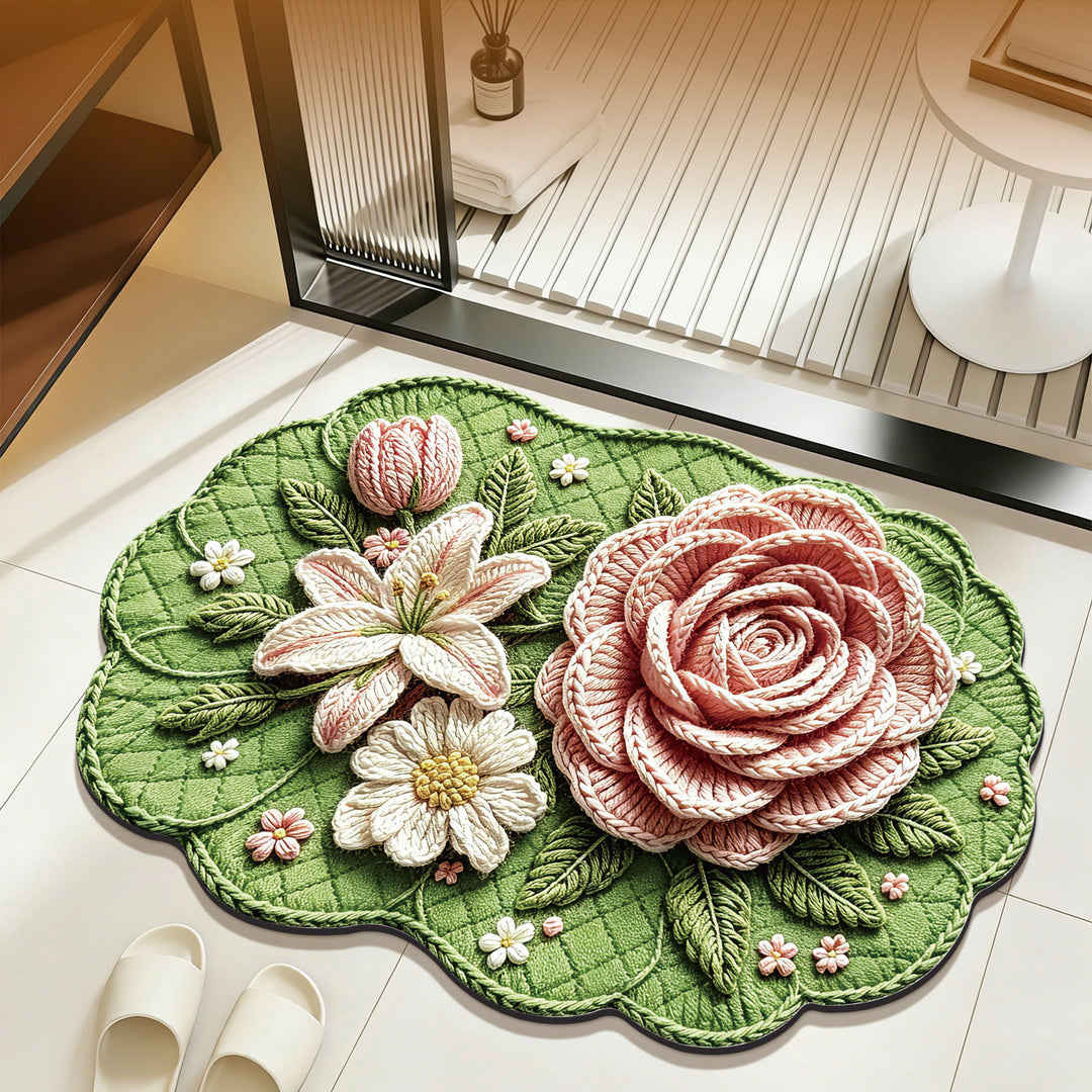 Floral Embellished Bath Mat Bowlift
