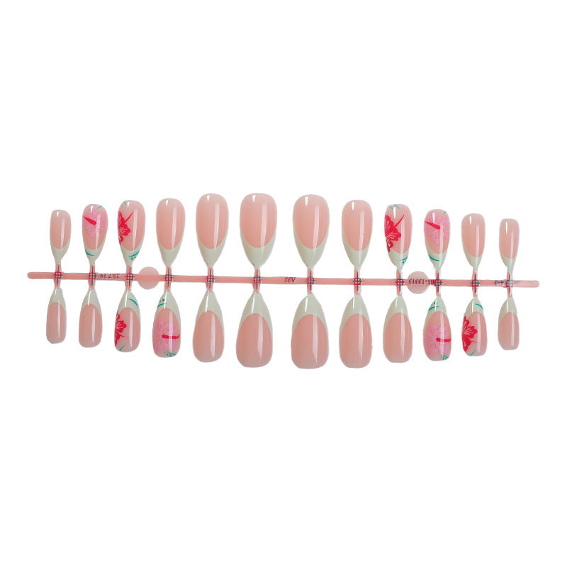 Acrylic nail set with stylish floral tips Bowlift