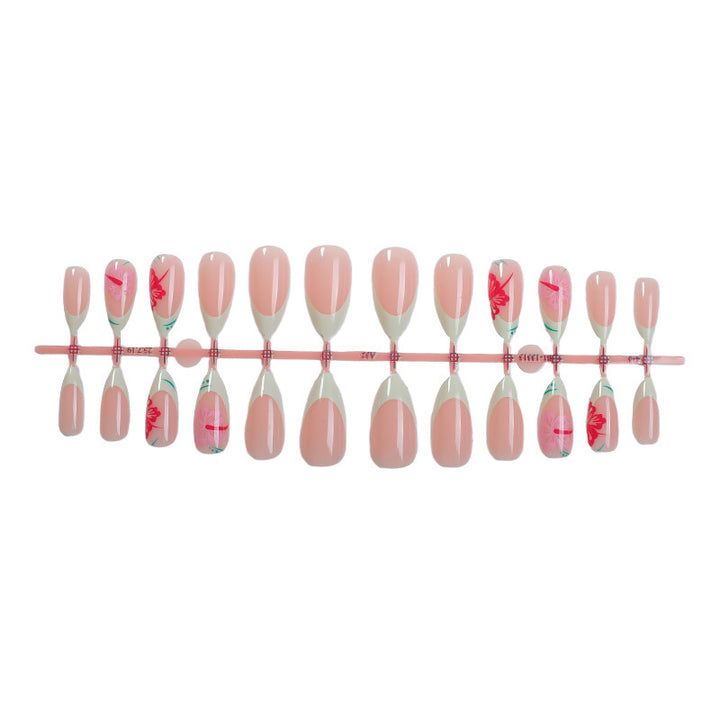 Acrylic nail set with stylish floral tips Bowlift