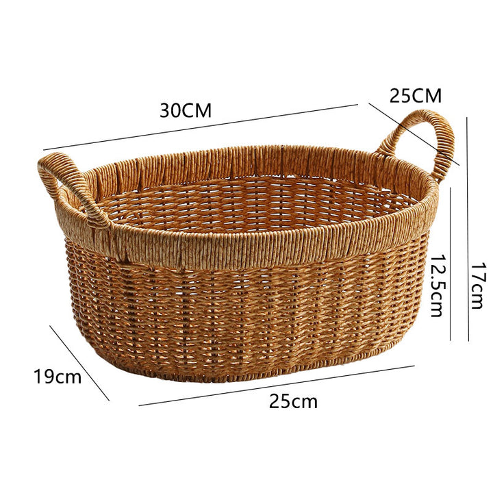 Handwoven Rectangular Storage Basket with Comfortable Handles Bowlift