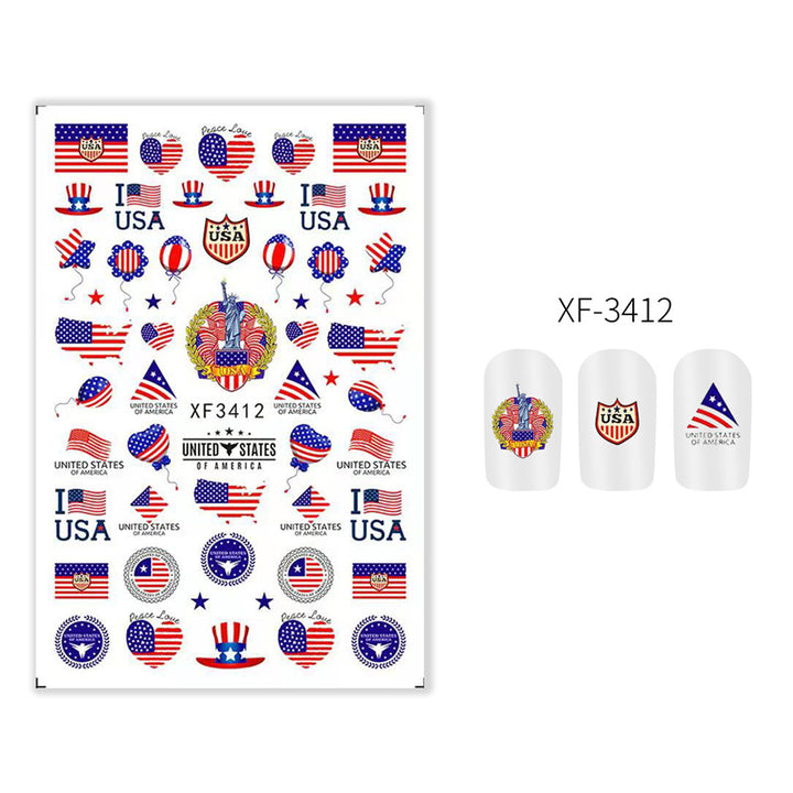 Women's nan patriotic USA themed nail art decal sticker sheets Bowlift