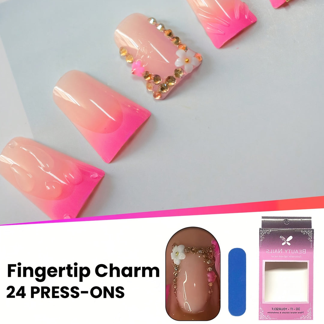Elegant Floral Press-On Nails Bowlift