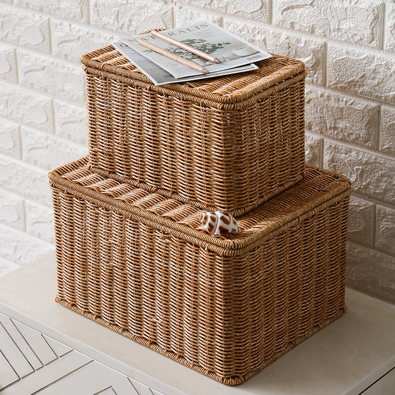 Handcrafted Rectangular Wicker Storage Box Bowlift