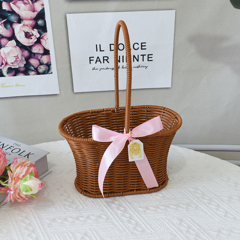 Elegant Handcrafted Rattan Tote Basket Bowlift