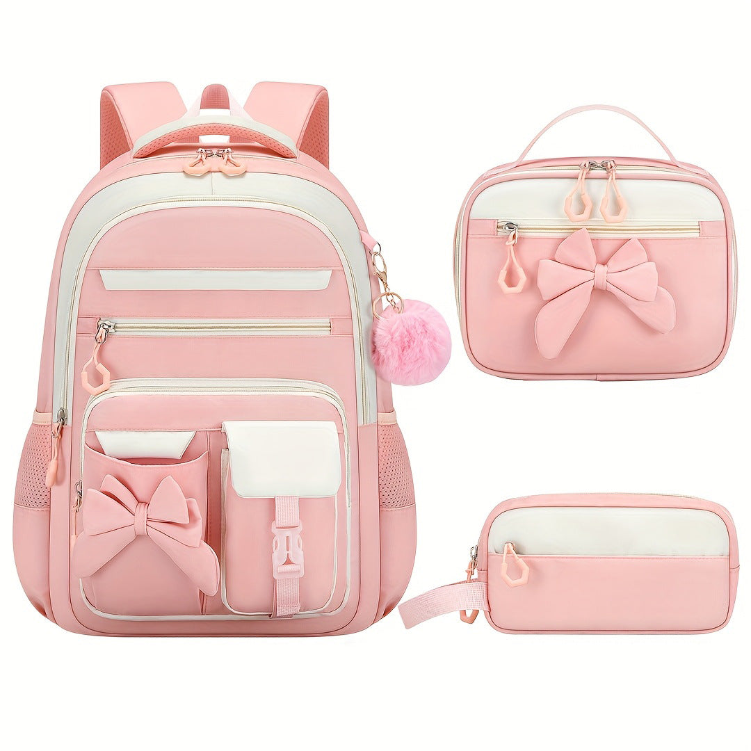 Cute Bow Design Backpack Set