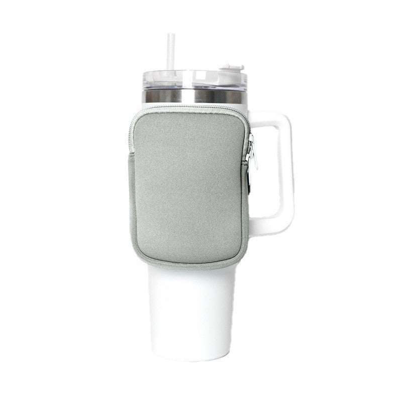 Unisex cup holder with practical pocket Bowlift