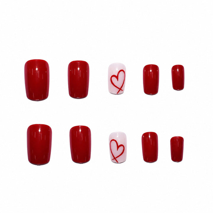 Premium Press-on Nails with Heart Design Bowlift