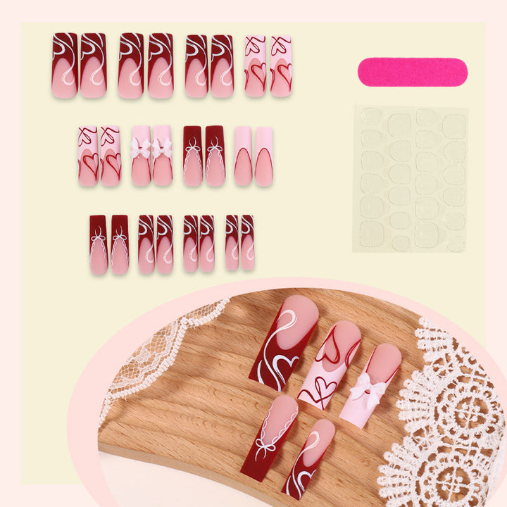 Decorative Heart-Themed Press-On Nails Bowlift