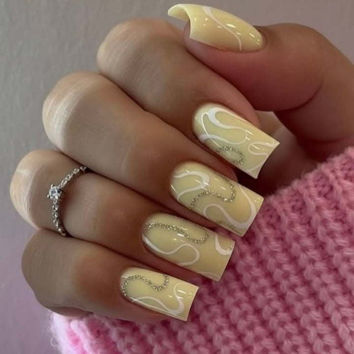 Acrylic nail set with elegant 3D decorations Bowlift