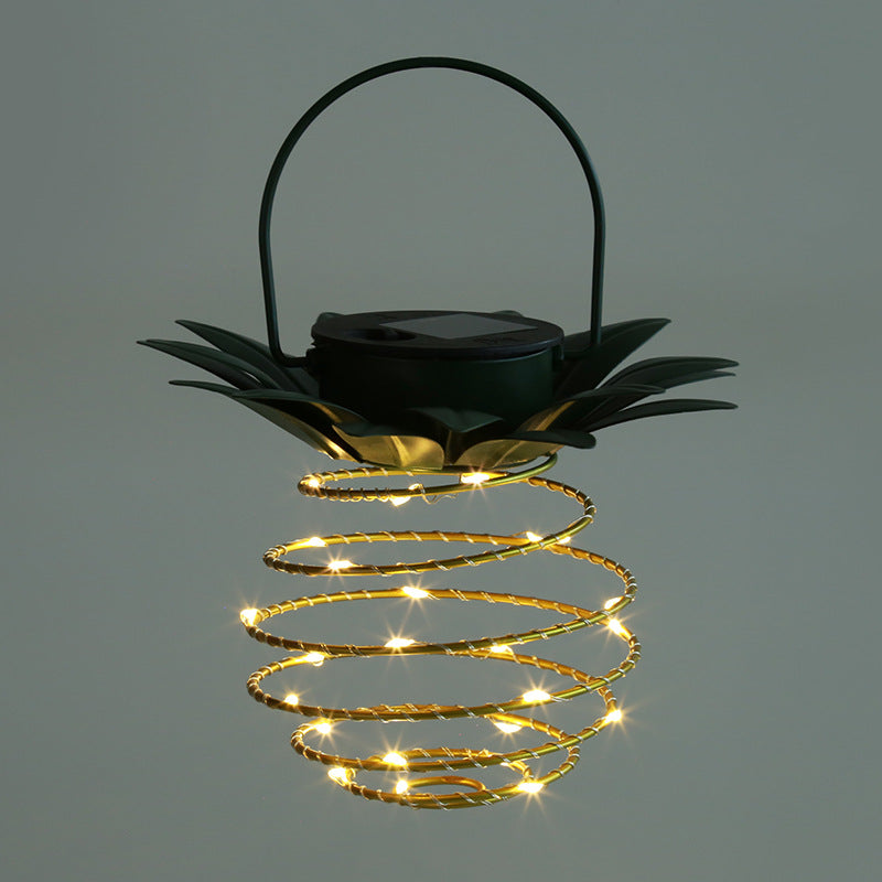 Spiral Pendant LED Hanging Planter Lamp With Faux Tropical Leaf Topper Bowlift