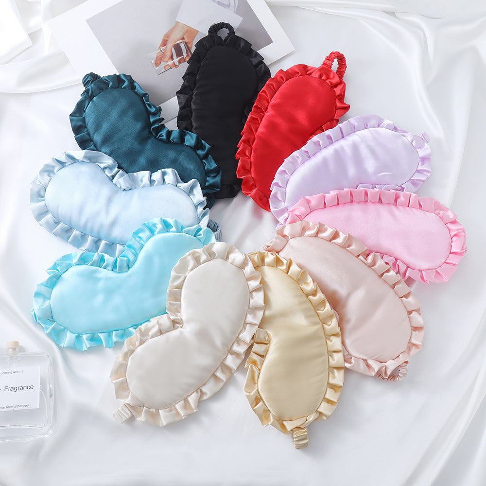 Women's nan satin-gloss eye mask with ergonomic contour, frilled ruffle edge, and gentle padding Bowlift