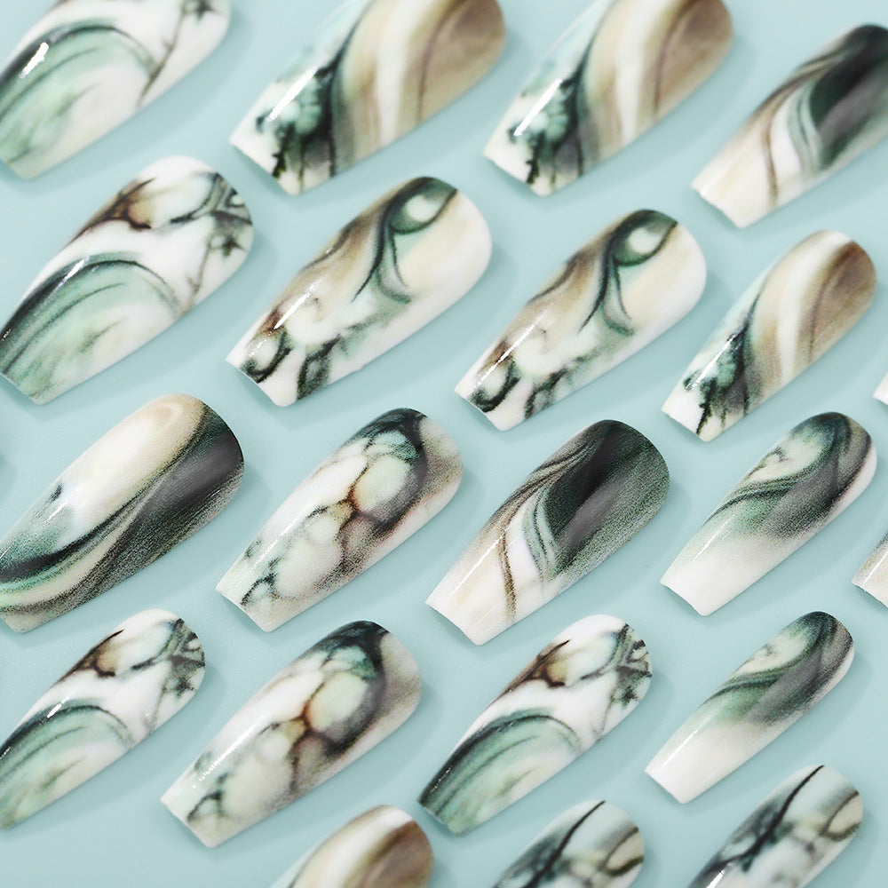 Artificial Nail Art Nails in elegant marble design Bowlift