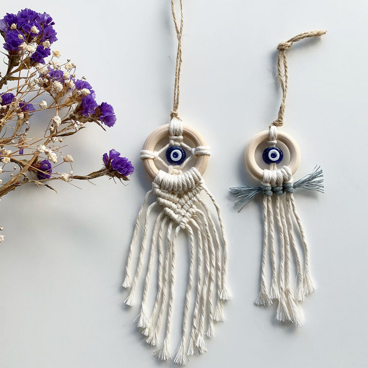 Decorative Macrame Wall Hanging with Evil Eye Design Bowlift