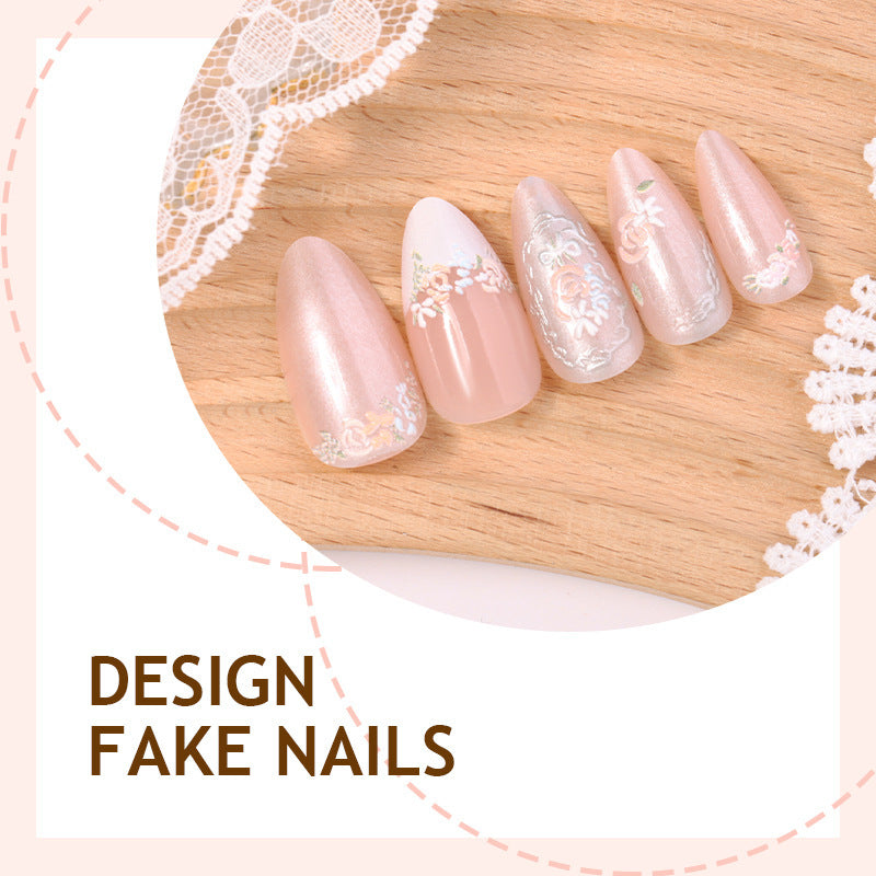 Creative nail art set with floral and glittering decorations Bowlift