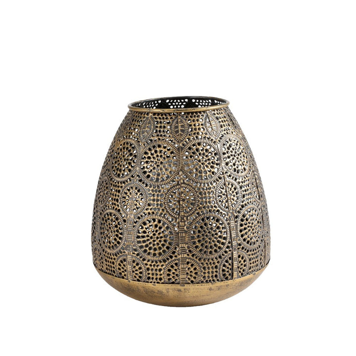 Antique-Style Filigree Metal Votive Lantern Tealight Holder Bowlift