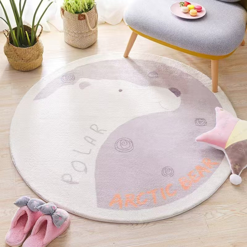 Playful Elephant Theme Round Rug