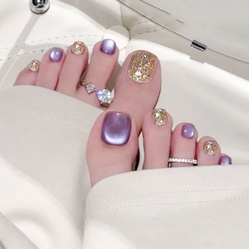 Glamorous Glittery Press-On Toe Nails Bowlift