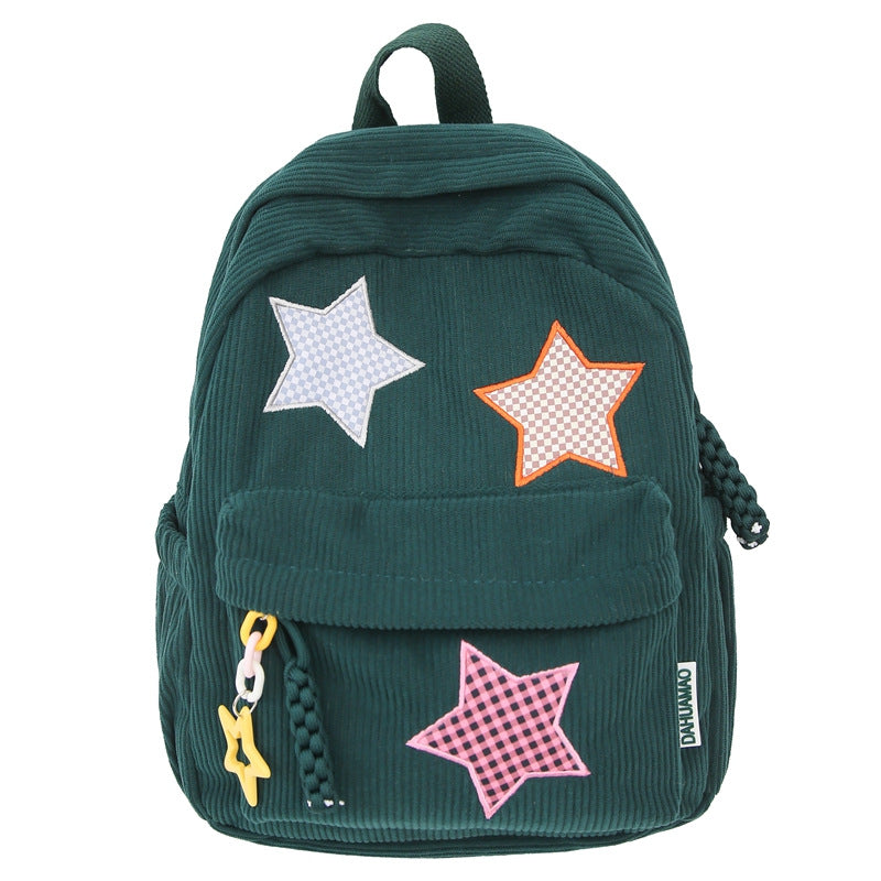Corduroy Star-Embellished Backpack