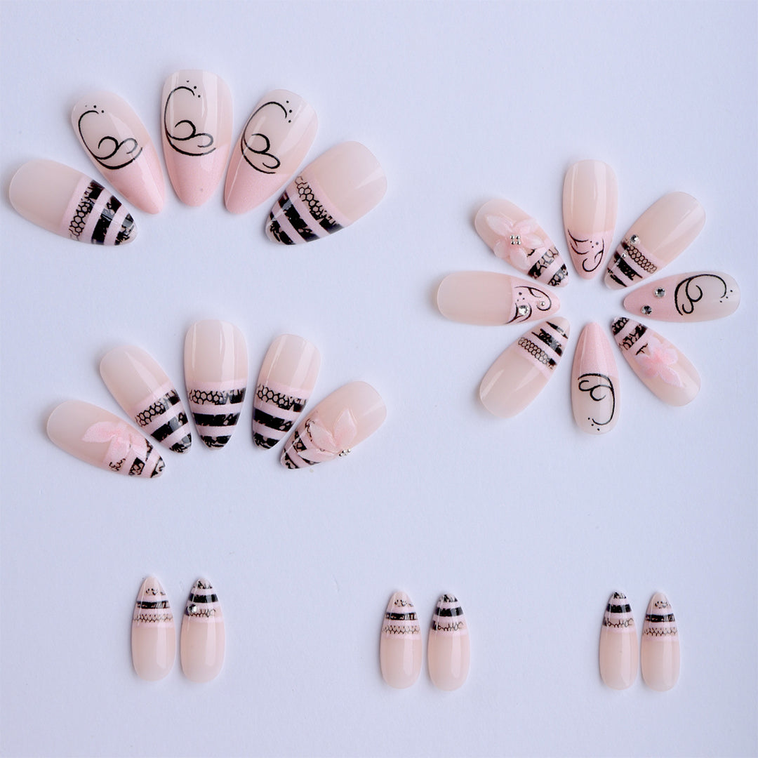 Artful Nail Extensions with Elegant 3D Decorations Bowlift