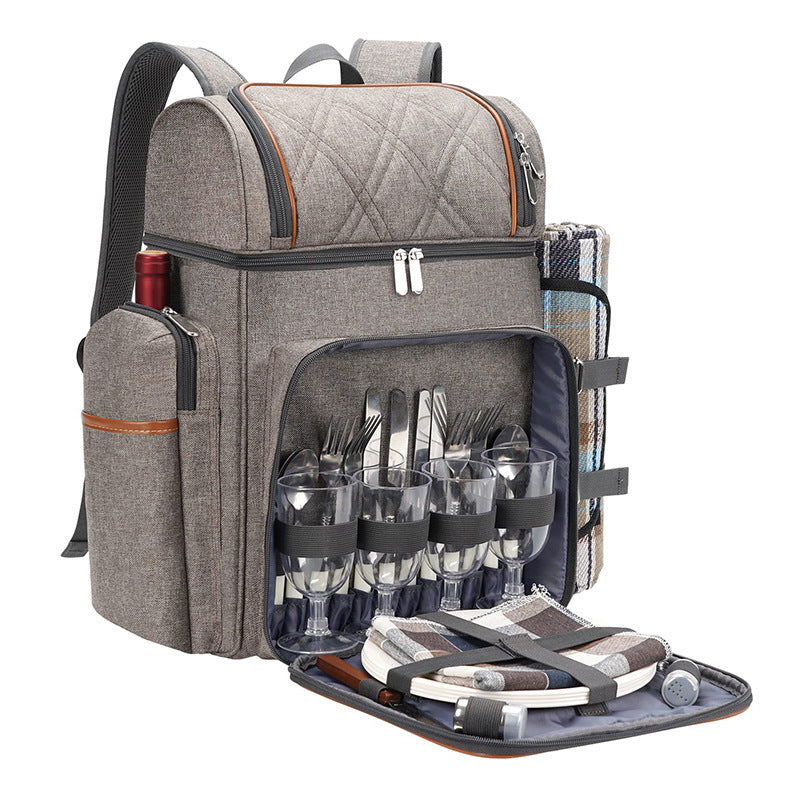 Gourmet Picnic Backpack with Dishware and Cooling Compartment Bowlift