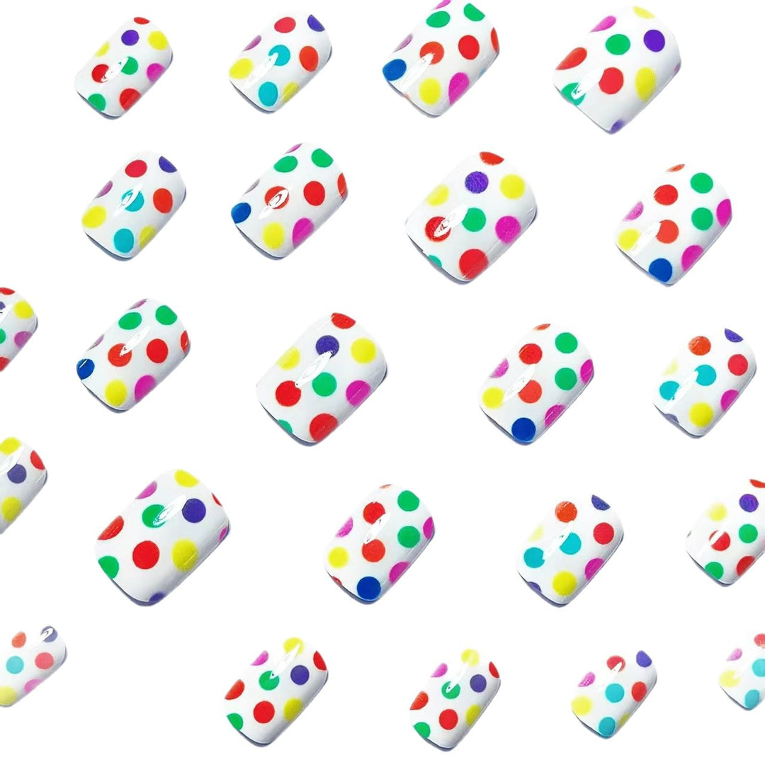 Artificial Nails in Colorful Polka Dot Pattern Bowlift