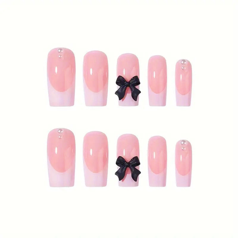Stylish artificial nails with bow details Bowlift