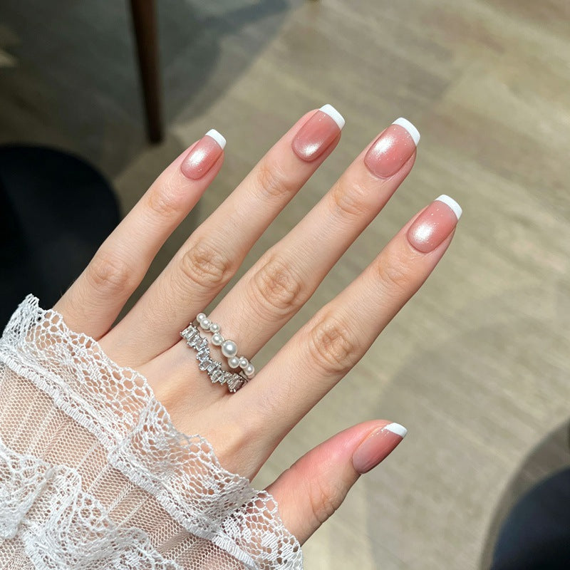 French Manicure Press-On Nails Bowlift