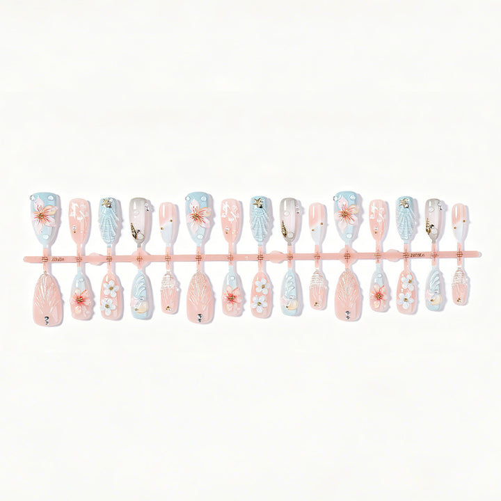 Artistic Ocean-Themed Press-On Nail Set Bowlift