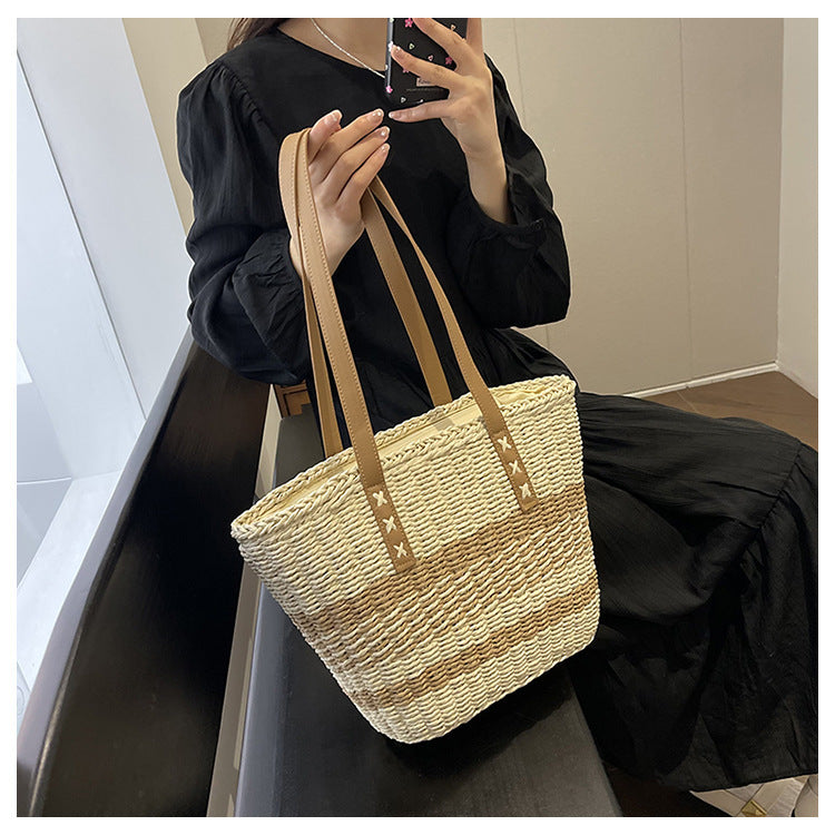 Comfortable beach bag with leather handles Bowlift