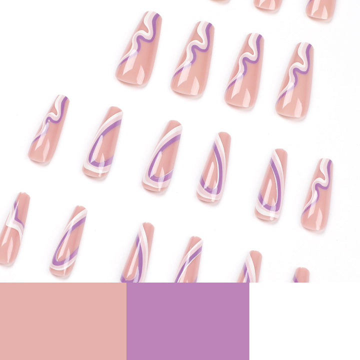 Artful nail extensions with elegant wave pattern Bowlift