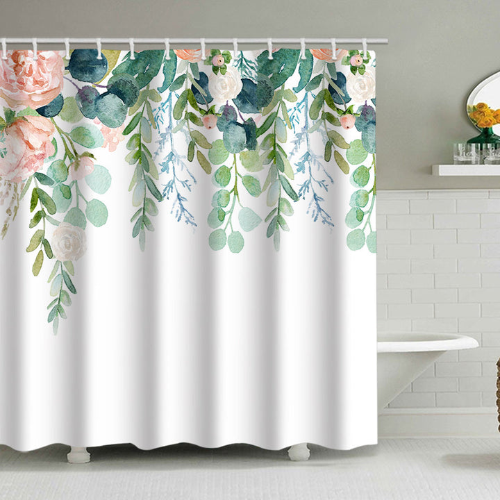 Floral Lavender Pattern Shower Curtain Bowlift