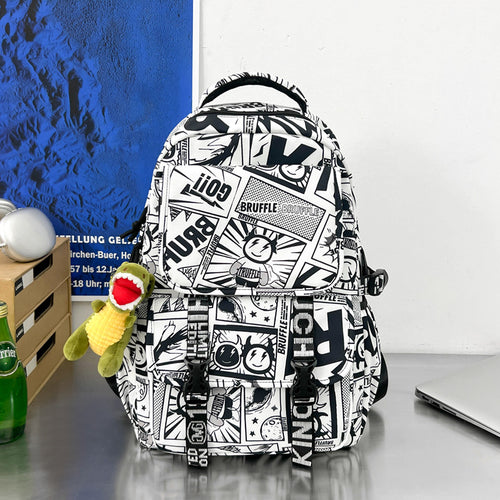 Graphic Print High-Capacity School Backpack